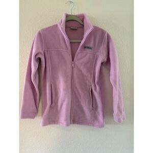 Columbia Fleece Jacket Full Zip Pink Girl's Size M (10/12) Soft Warm Cozy
